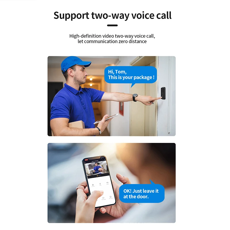 2MP Wifi Video Doorbell 1080P HD Camera Outdoor Wireless Door Bell Welcome Night Vision Intercom Voice Smart Home Security Alarm