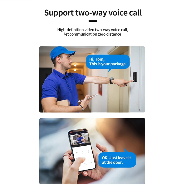 Imagem -06 - Campainha de Vídeo 1080p hd Câmera ao ar Livre sem Fio Campainha da Porta Bem-vindo Visão Noturna Intercom Voz Inteligente Alarme Segurança em Casa 2mp wi fi