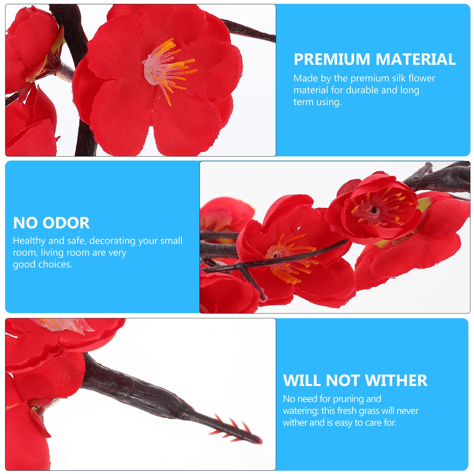 

5Pcs Fake Red Wintersweet Flowers Artificial Decoration Props for Home Wedding Rustic Farmhouse Photo Party Fake Flowers