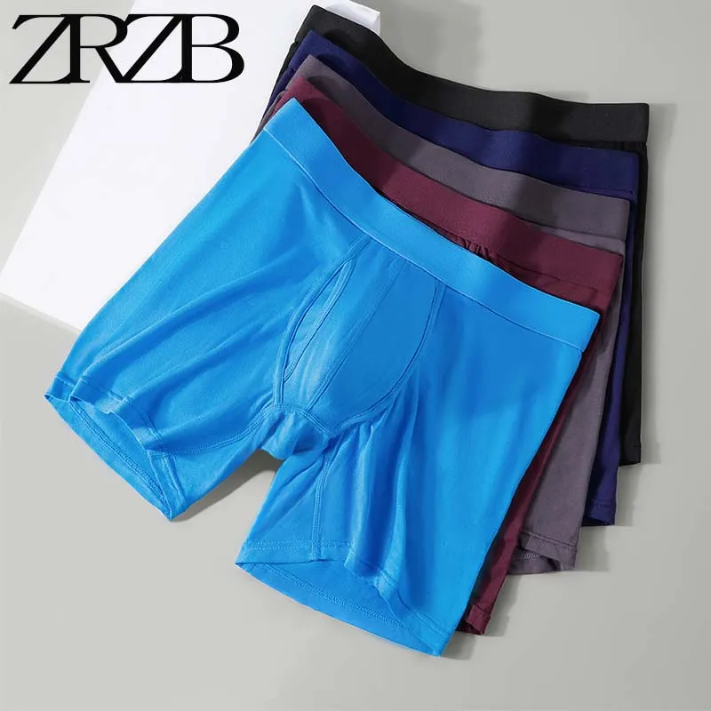 2-4 Set Men's Panties Bamboo Fiber Long Leg Boxer Shorts Sexy Man Boxers Brand Underwear Striped Fashion Male Boxershorts Briefs