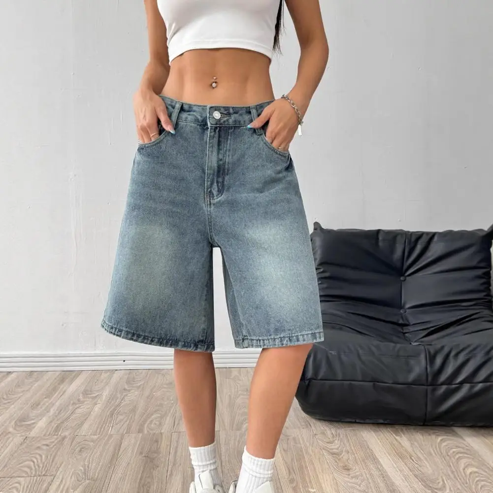 

Women's Jean Shorts High Waisted Knee Length Baggy Jorts Wide Leg Loose Denim Shorts With Pockets