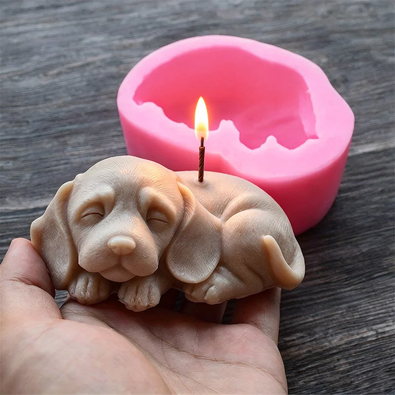 3D Dog Silicone Mold For Candle Soap Making Supplies Puppy Animal Wax Melts Fondant DIY Art Craft Cake Home Decoration Tools