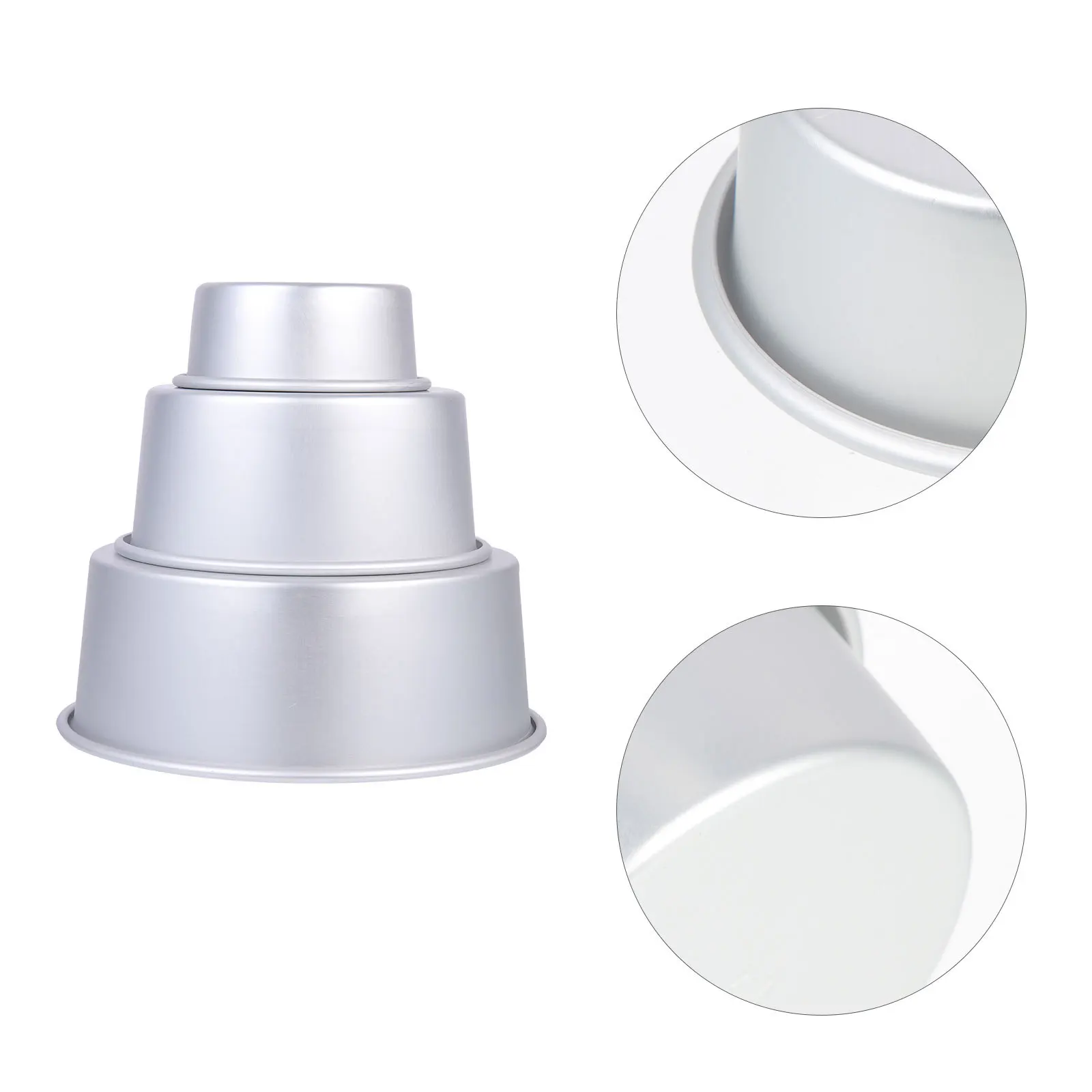 

3pcs Round Cake Pan Non-Stick Baking Mold For Diy Dessert Mousse Pudding Chocolate Homemade Kitchen Essentials Aluminum Alloy