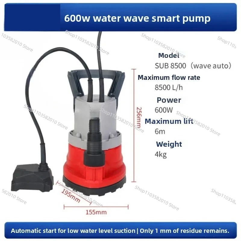 Small Household Low Water Level Submersible Pump, Low Suction Drainage Pump for Water Accumulation