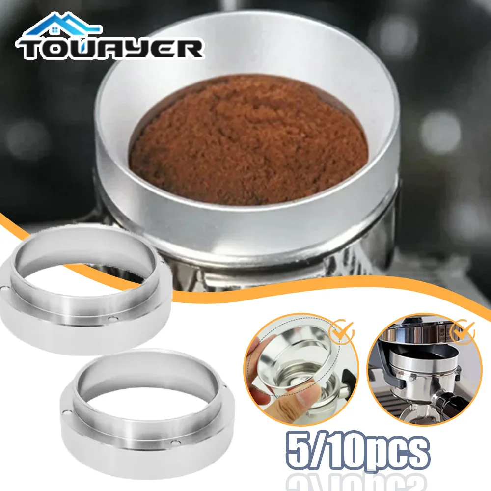 51mm Coffee Doser Coffee Hopper 5/10pcs Magnetic Aluminium Bowl Coffee Dosing Ring Compatible with Espresso Filter Ground