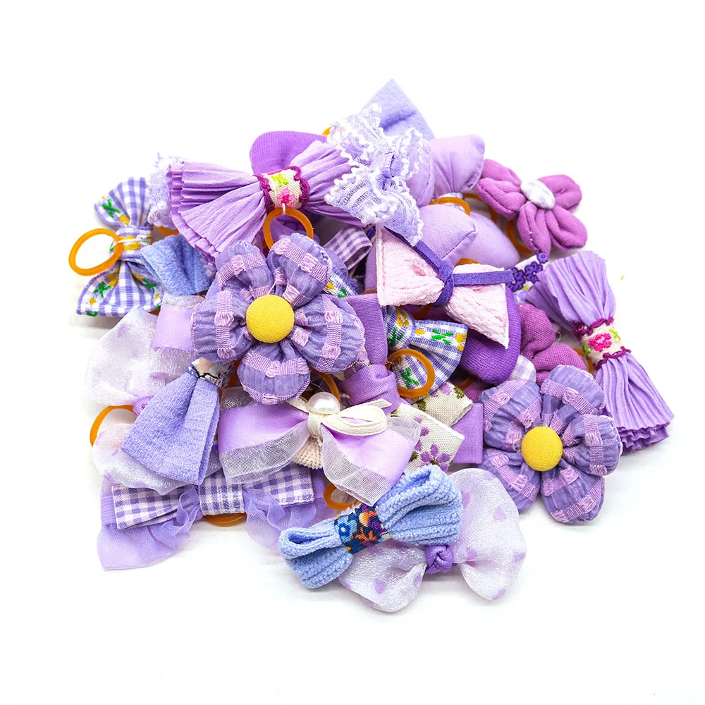 10PCS Pet Cat Dog Bows Puppy Grooming Bows For Dogs Hair Accessories Decorate Hair for Small Dog Hair Rubber Band Dog Supplies