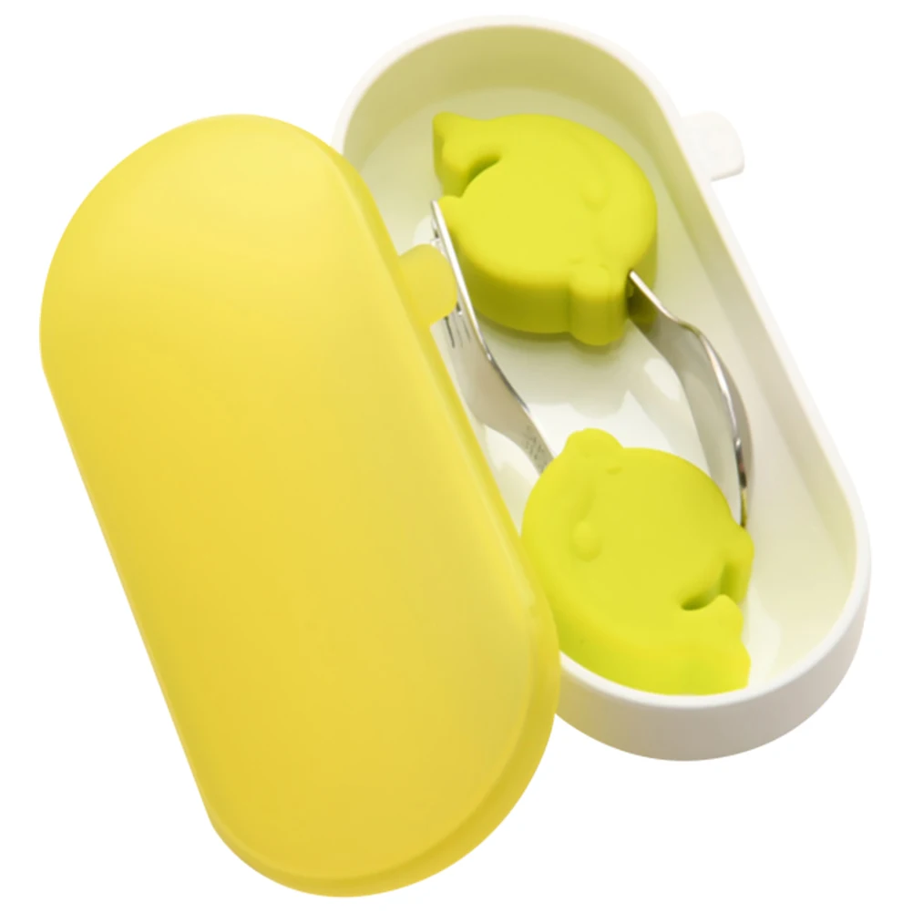 

1 set Baby Tableware Silicone Stainless Steel Spoon Fork Toddler Eating Tools Training Infant Learning