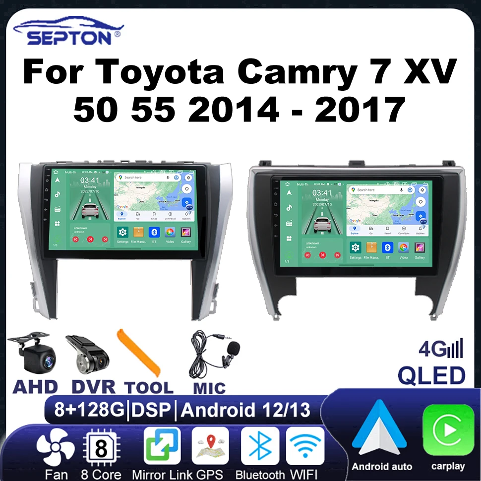 

SEPTON 2Din Android Car Radio for Toyota Camry 7 XV 50 55 2014 - 2017 Multimedia Player Navi GPS DSP Carplay Head Unit 4G Net