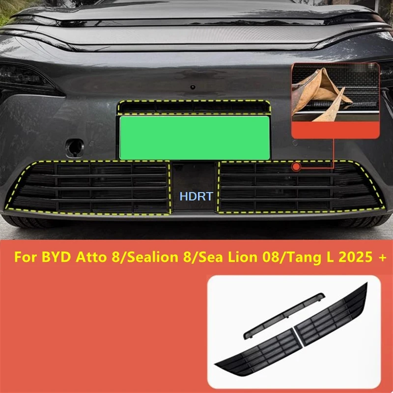 

For BYD Atto 8/Sealion 8/Sea Lion 08/Tang L 2025 + Car Style Front Bumper Racing Grills Water Tank Insect Screen Proof Dust Net