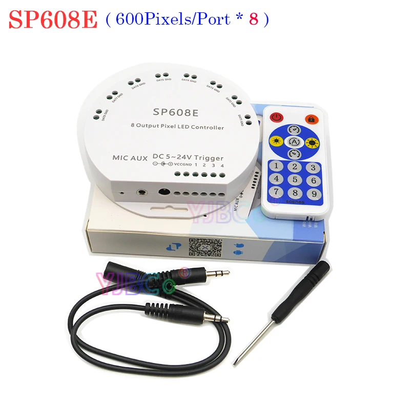 DC 5V 12V 24V WS2812B Music Controller 2/4/8 CH Signal Output Built In Mic WS2811 WS2815 LED Light Strip Bluetooth-compatible