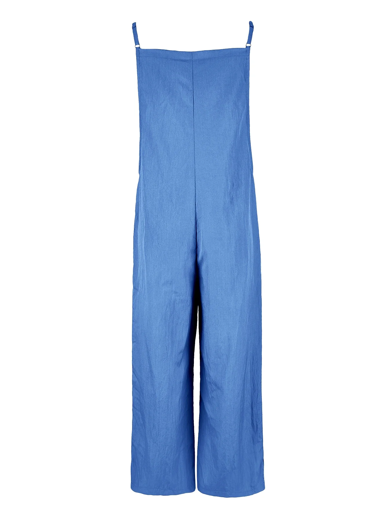 Lockerer, einfarbiger Damen-Jumpsuit mit Taschen, ärmellosem Trägerdesign, weitem Bein und langer Hose, lässiger Overall, Sommer 2026, Streetwear – Detail 6