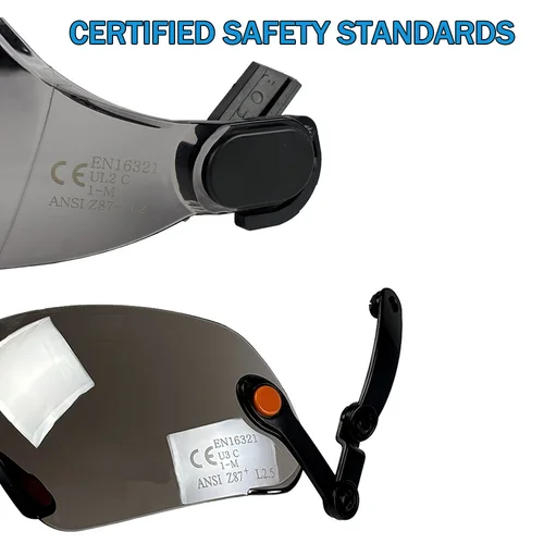 Imagen 2 del producto Visera CE para casco de seguridad, accesorios para casco de construcción, gafas de seguridad para reemplazo de casco, Material de PC, Protector ocular ANSI