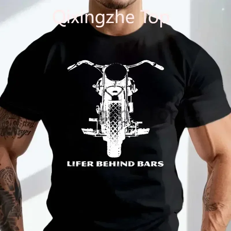 

Biker T-Shirt Lifer Behind Bars Mens Funny Bike Motorbike Motorcycle Cotton O-Neck T Shirt Short Sleeve Casual Mens Tshirt