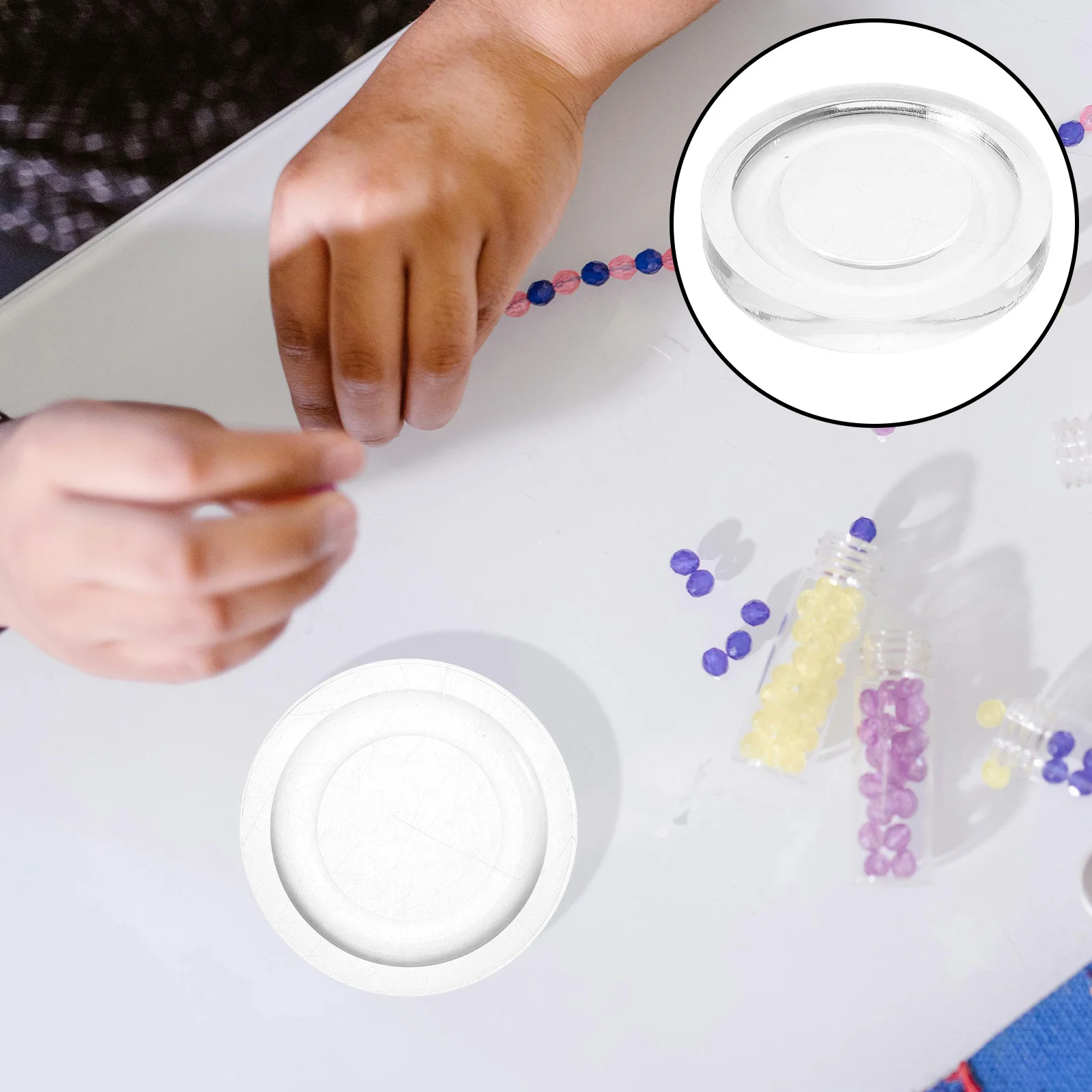 

Jewelry Design Plate Transparent with Measurement Scale Bead Sorting Display Tray Multifunctional for DIY Bracelet Necklace