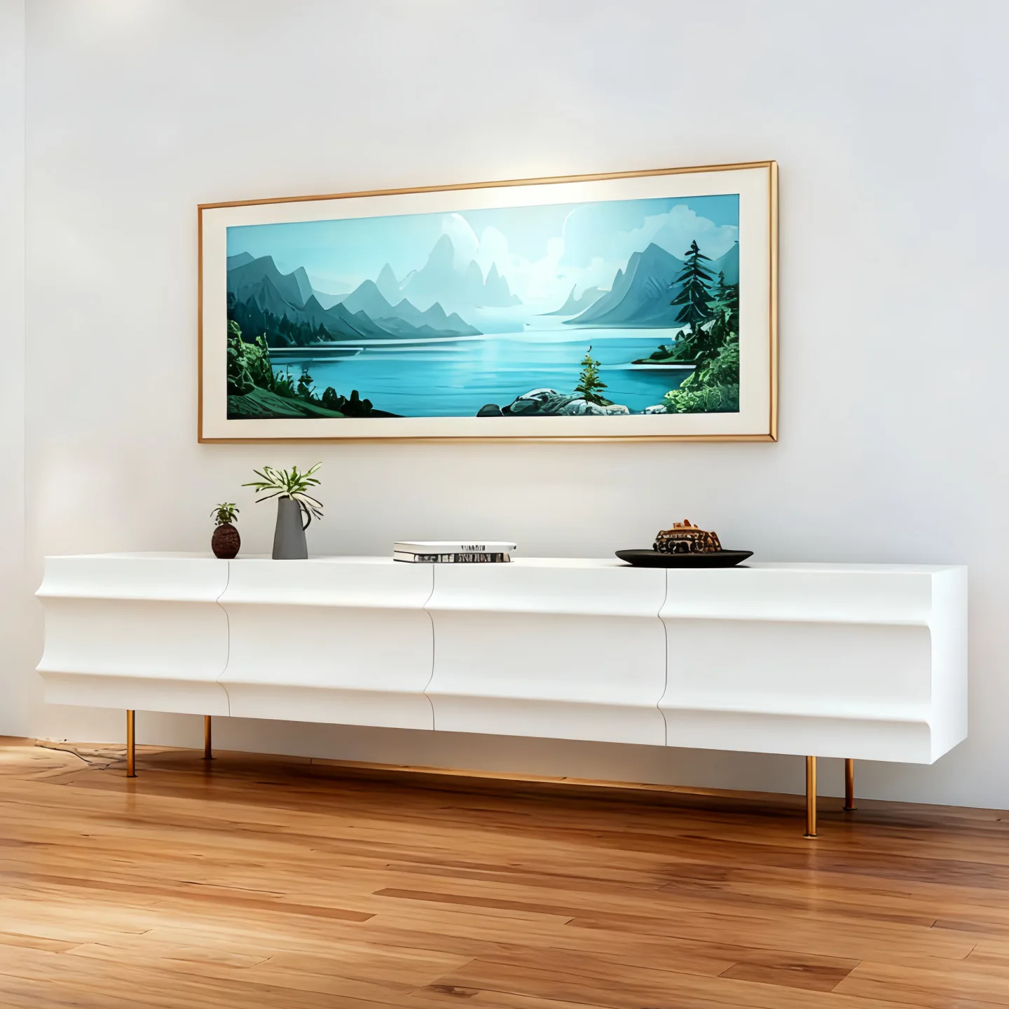 Italian minimalist painted TV cabinet, new trending audio-visual cabinet, minimalist modern small apartment