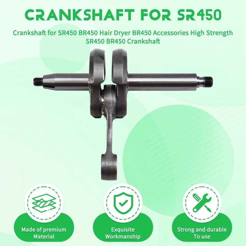 DT15 Crankshaft for SR450 BR450 Hair Dryer, High Strength Replacement Crankshaft for Garden Blower Accessories