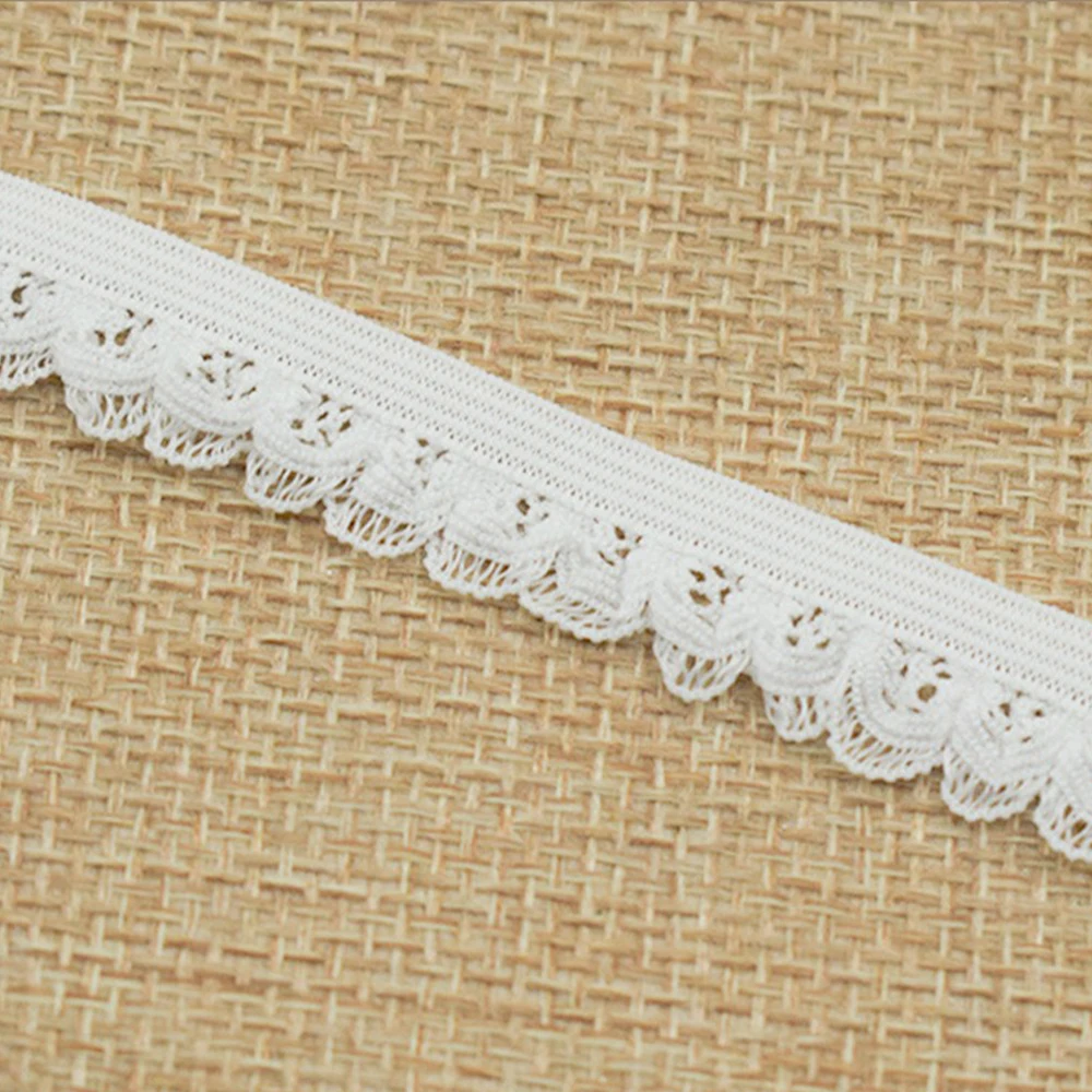 1.3cm White Pleated Scalloped Polyester Lace Trim 10M Sewing Ribbon for Clothing DIY Home Decoration ****