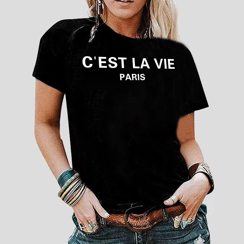 Women Summer Clothes T-shirt Fashion Black Text Print O-neck Short Sleeve Harajuku Female Top Tee Slim Soft Hip Hop Streetwear