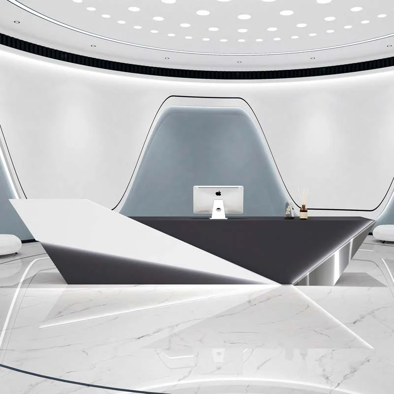White Two People Reception Desks Cheap Display Design Luxury Reception Desks Modern Home Office Mostradores Recepcion Furniture