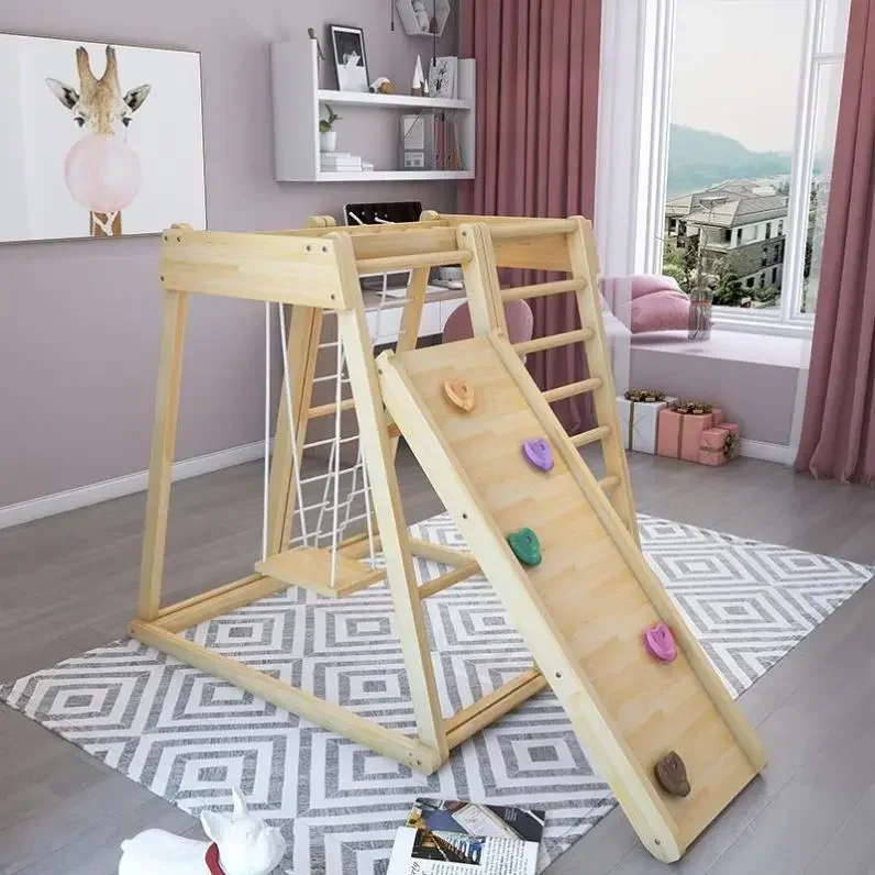 Kids Wooden Climbing Frame for Children Montessori Triangle Climbing Toddler Indoor Gym Playground Climber Climbing Machine