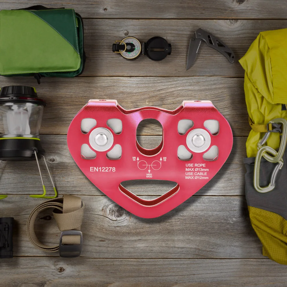 30KN تسلق الصخور بكرة مزدوجة البريدي خط الإنقاذ كابل عربة في الهواء الطلق معدات تسلق الصخور تسلق بكرة مزدوجة تسلق بكرة #5