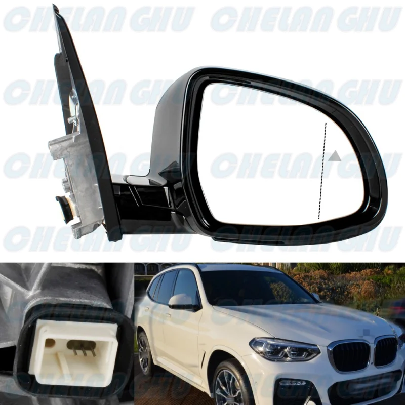 

For BMW X3 G01 G08 2018 2019 2020 2021 Right Side 3 Pin White Painted Power adjust Blind Spot Auto Fold Mirror Assembly