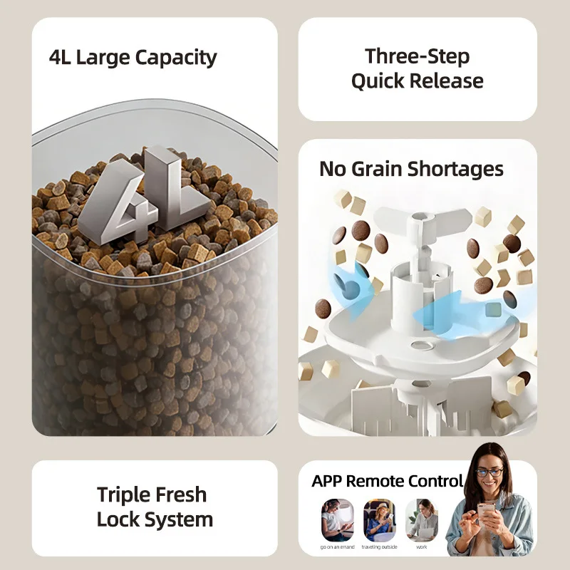 Cross-border new automatic feeder cat 4L intelligent remote control timed quantitative pet not stuck food dog feeding machine
