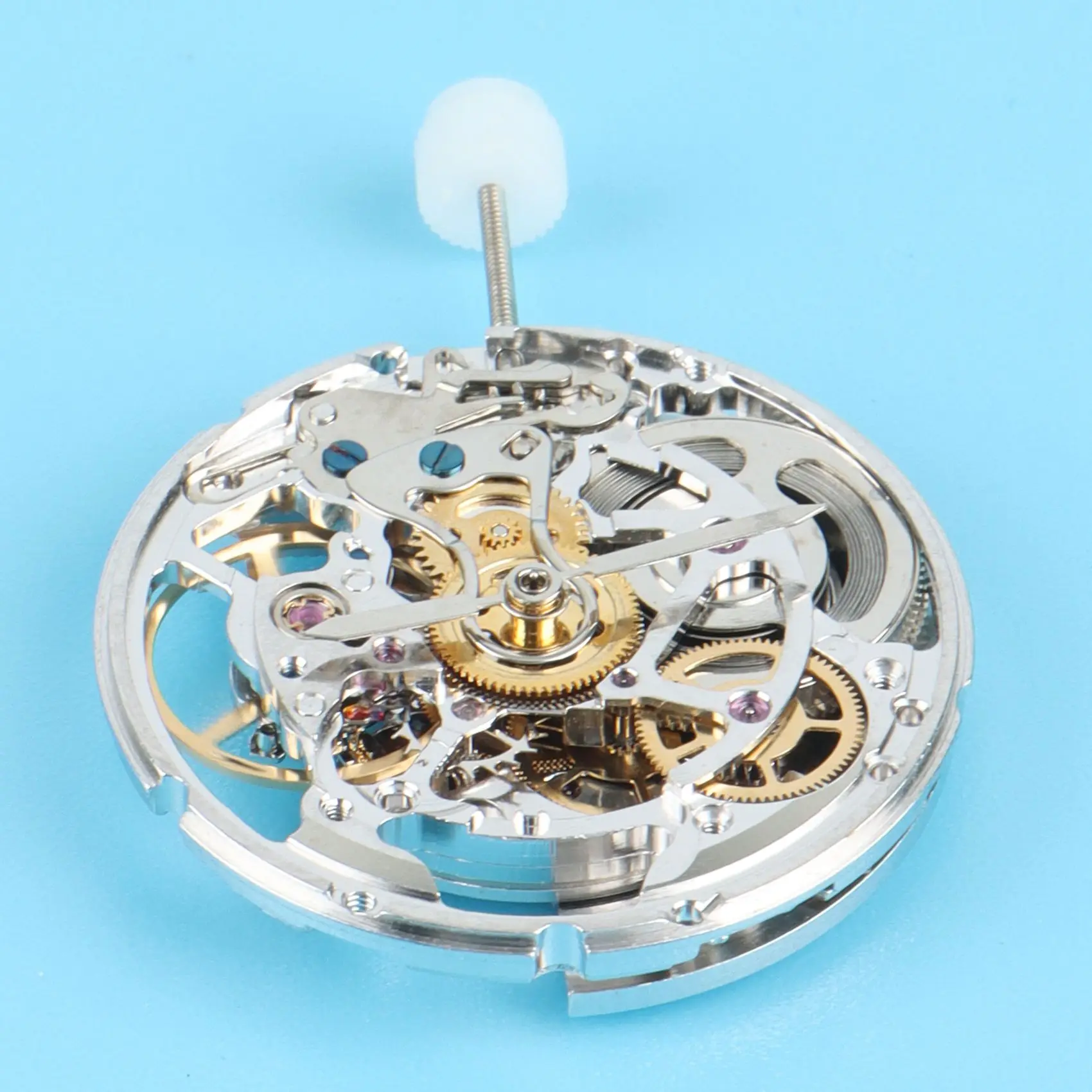 A75K 2824 حركة الهيكل العظمي حركة الهيكل العظمي الذهبي 2824 حركة ثلاثة دبوس لا التقويم ساعة اكسسوارات B