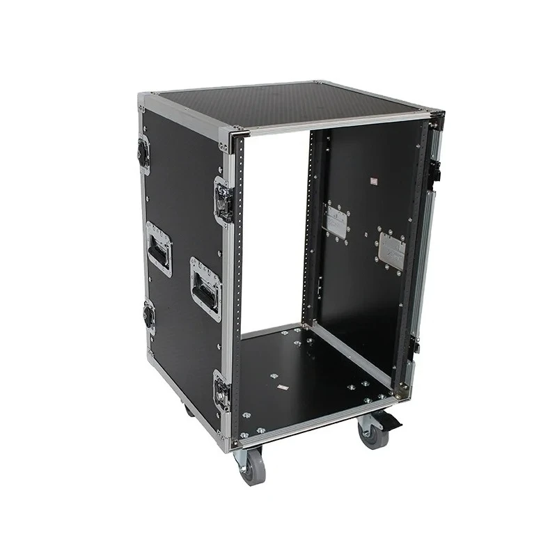 16U Space Amp Rack Mount ATA Flight Case 18'' Depth With Casters