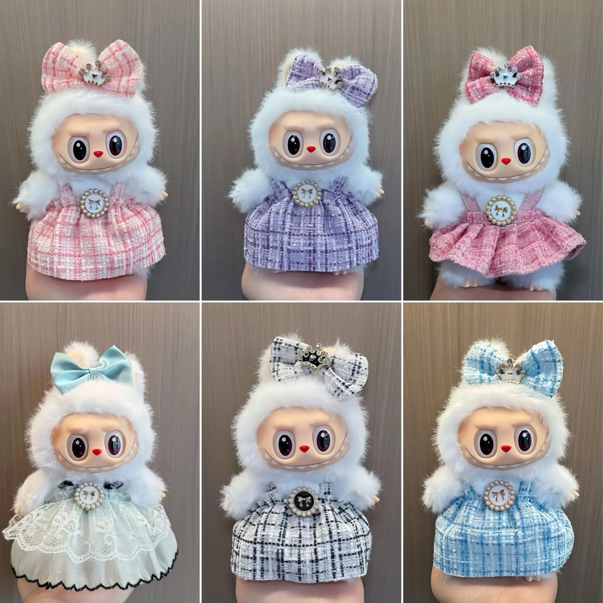 

Fashionable Sweet Style Set For 15/17cm 1st-3rd Gen Labubu Dolls Featuring Different Colors Like Pink Purple Blue And Decorated