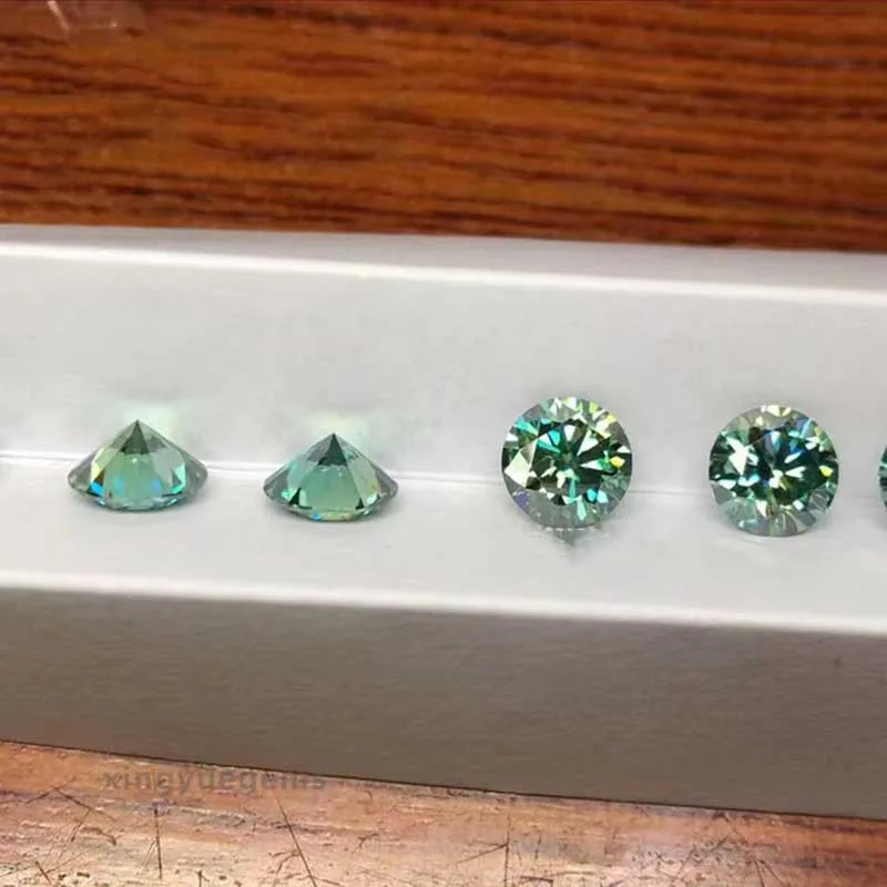 0.5-5ct Dark Blue Green Color Round Moissanite Loose Stones 8 Heart 8 Arrow Pass Tester Synthesis Moissanite for Diy Jewelry