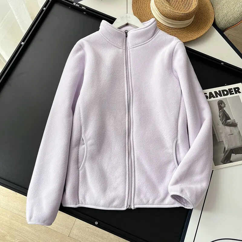 Fleece Jacket for Men and Women, Double-Layer Composite Jacket, Stand-up Collar, Cotton Jacket, Couple Style