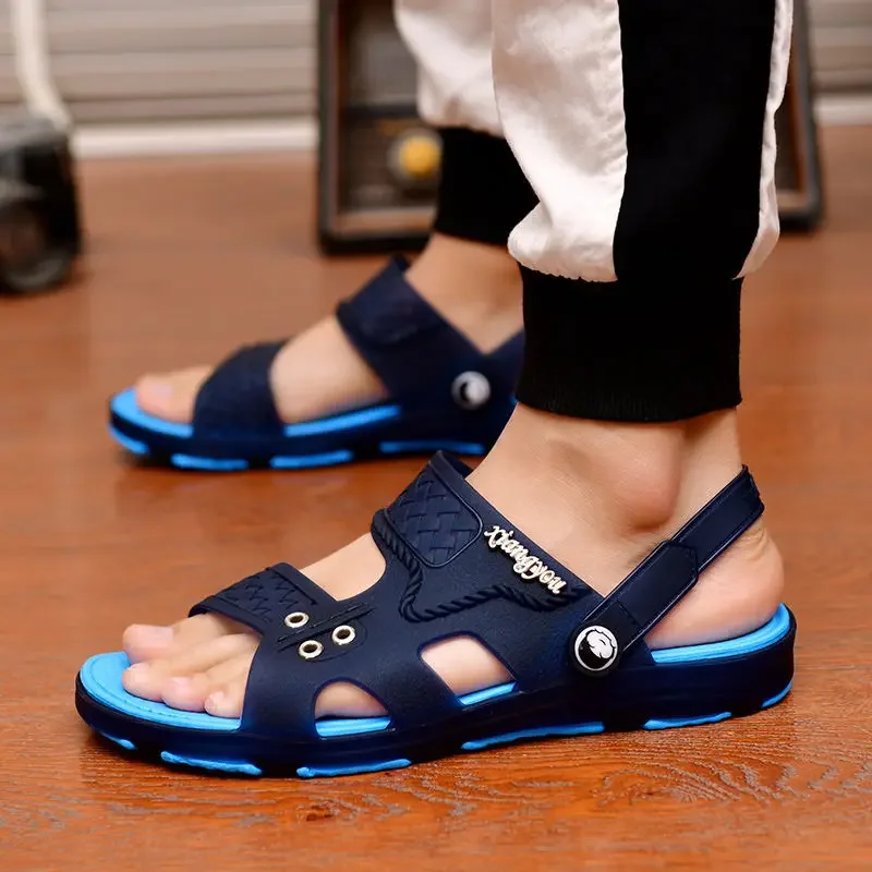 Sandals Men Slippers Outdoor Beach Casual Shoes Zapatos De Hombre Indoor Durable Anti Slip Peep Toe New 2023