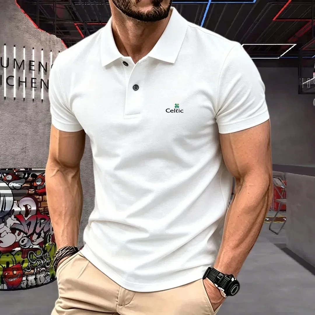 Herren Fitness Freizeit Sport T-Shirt Gym Lauf-Sport Elastisches Kurzarm-Poloshirt mit Kragen Herren Slim Fit T-Shirt