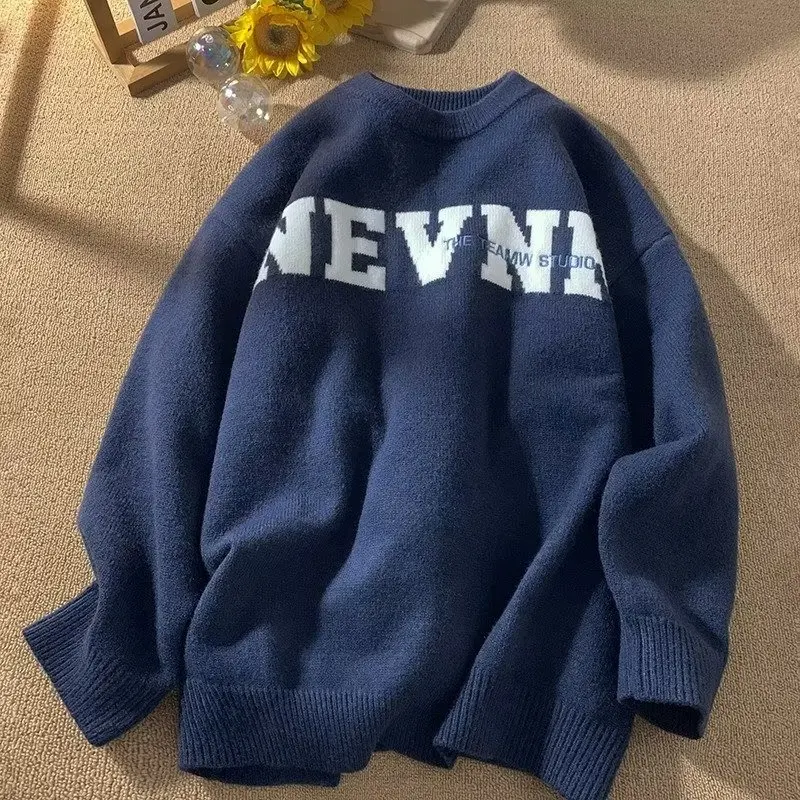 سترة رجالية كبيرة الحجم من American Sle مستديرة Ne محبوكة كاجوال بقلنسوة للزوجين لخريف وشتاء دافئ من ألياف البوليستر #4