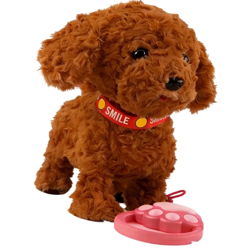 Y4UD Interactive Learning Toy Electric Plush Dog Walks Barks Talks Safe for Kids