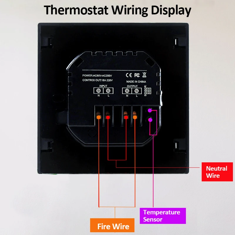 Termostato de pantalla táctil LED, controlador de temperatura, sistema de calefacción de suelo eléctrico, 85-265V, Control de calefacción eléctrica