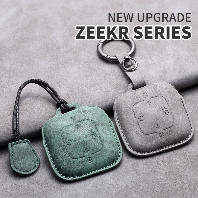 

4 Buttons Leather Car Full Remote Key Case Cover Keychain For Zeekr 001 X 2021 2022 2023 for ZEEKR 001 009 Protector Accessories