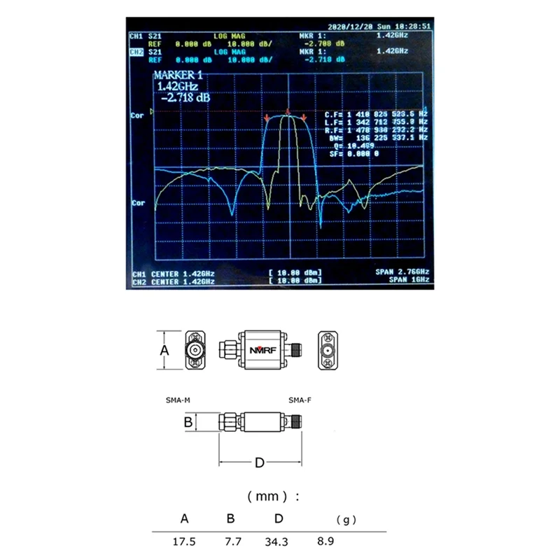 NMRF 2400MHz Bandpass Filter Bandwidth 150MHz SMA Interface Reduce Noise Band Pass Filter for 2.4GHz Zigbee Anti Interference