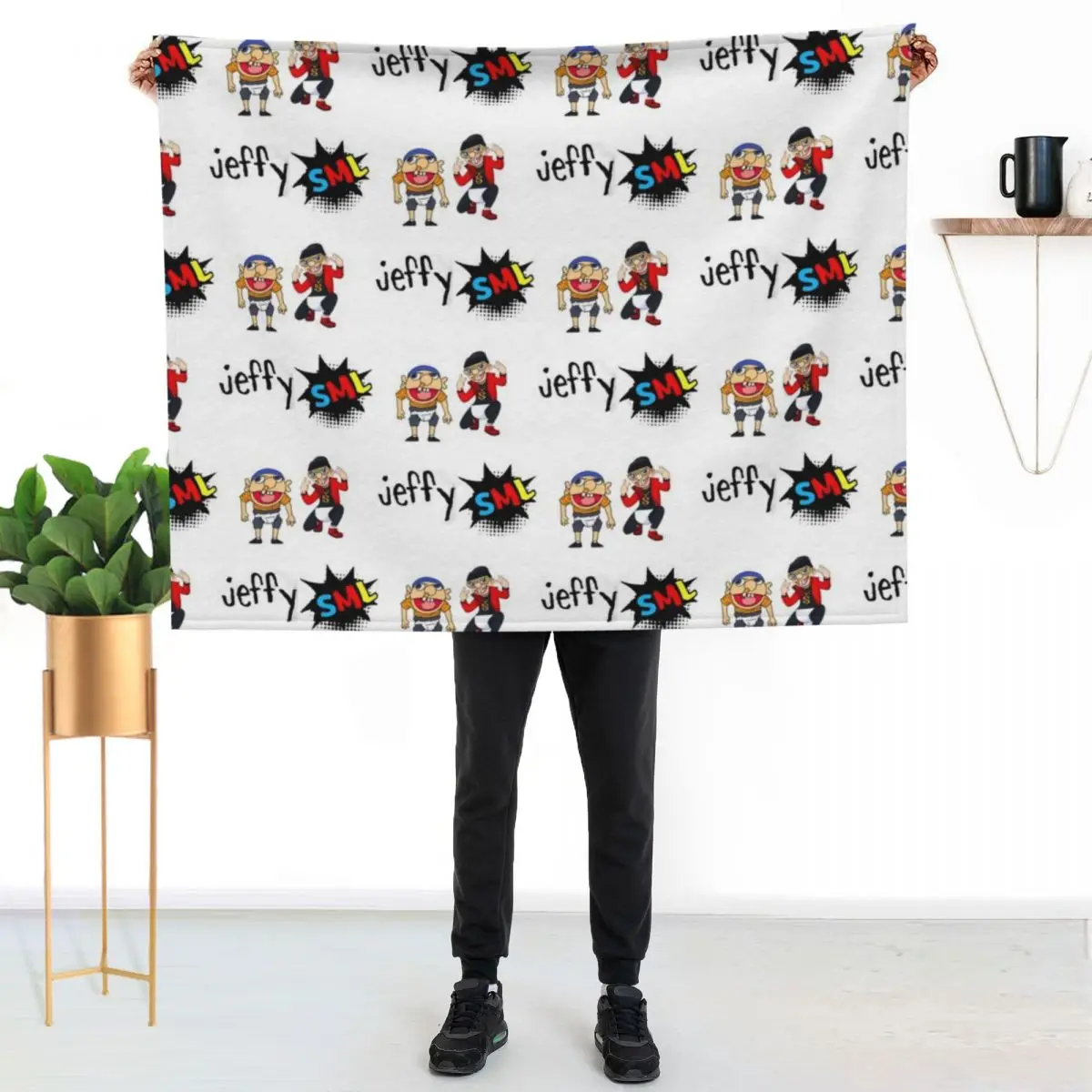 Jeffy Funny Puppet Sticker Pack Sml Supermariologan Cool Throw Blanket Shaggy Hairy Soft Beds Camping Blankets