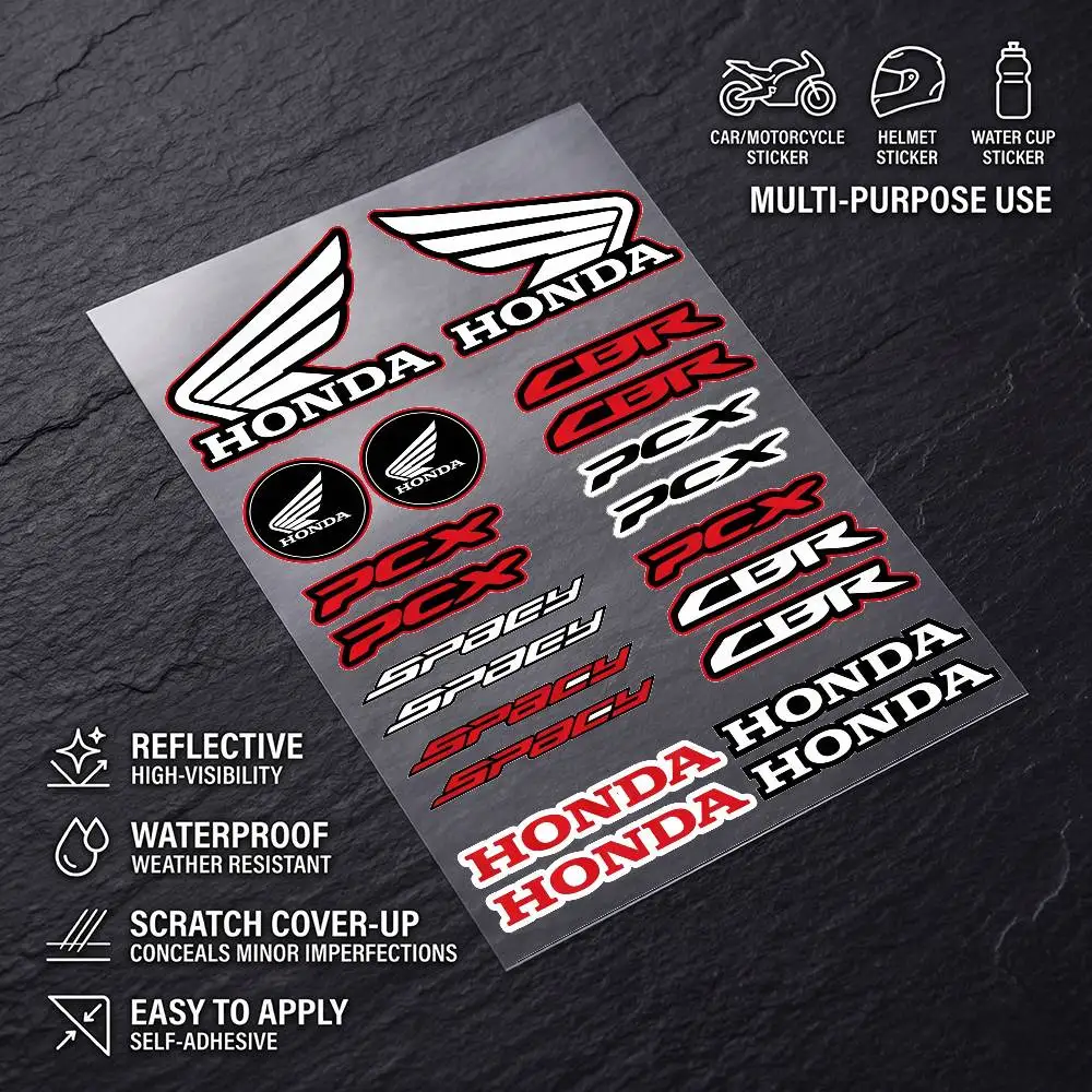 FÜR HONDA Wasserdichter, reflektierender Kratzschutz-Aufkleber, universeller Dekor-Aufkleber für Auto, Motorrad, Helm, Kühlschrank