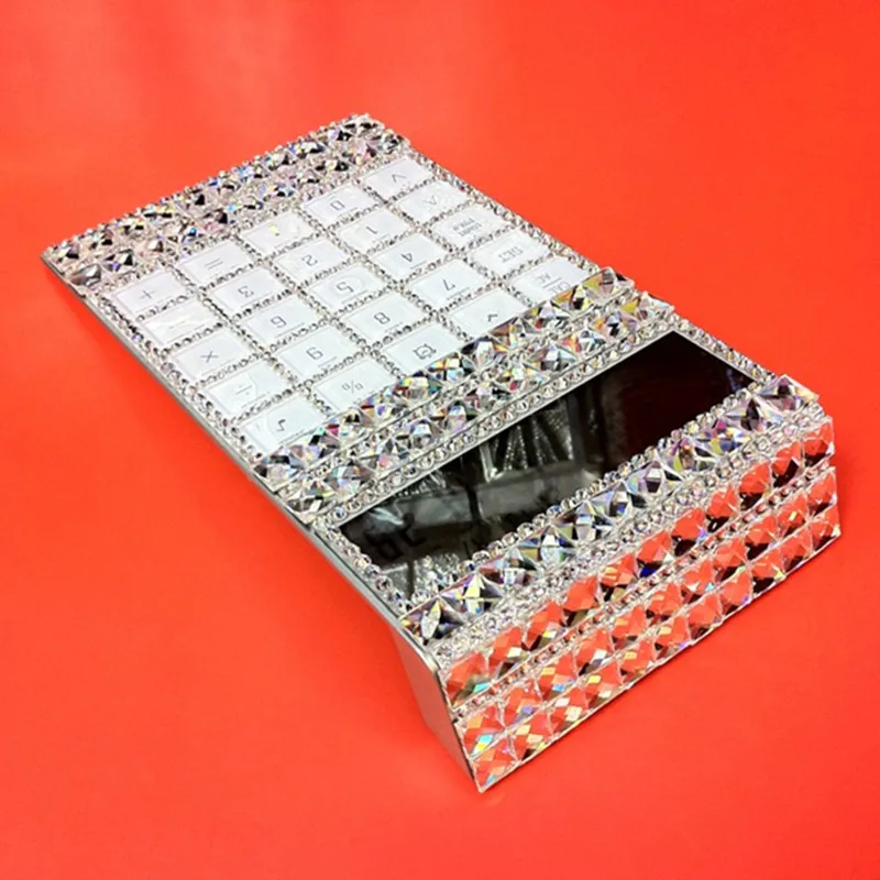 Office Fashion Shiny Silver  Solar Diamond Inlaid Calculator birthday gift office, supermarket