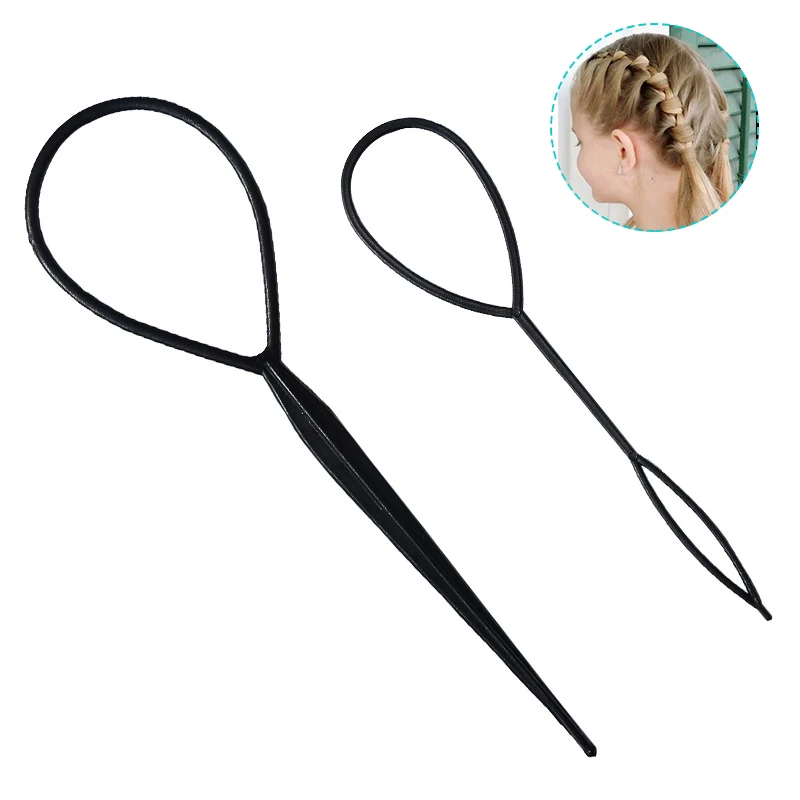 

1 комплект, маленький хвостик, пластиковая петля, черный зажим для хвоста, аксессуары для волос, плетение, инструмент для укладки волос для женщин, укладка волос