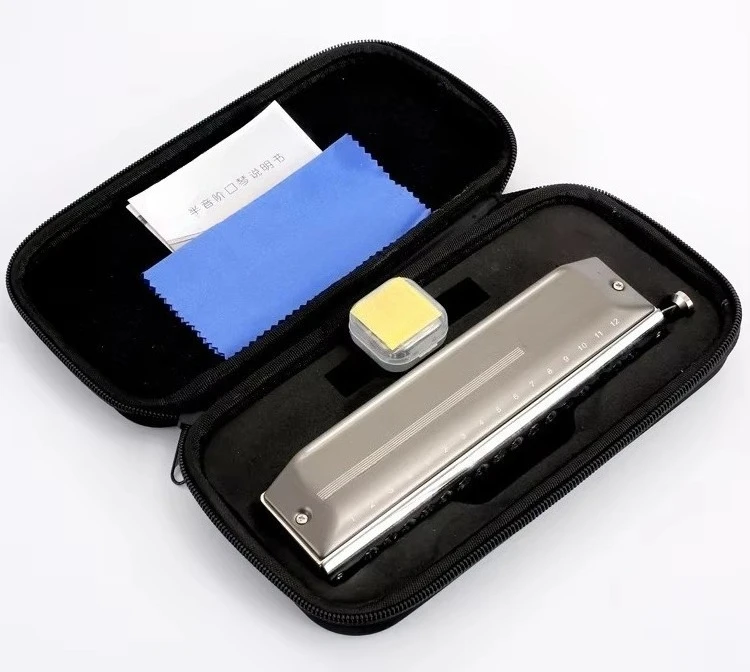 New Professional 12 Hole Chromatic Harmonica with Phosphor Bronze Reeds Stainless Steel Cover A/C/Bb/G Tone