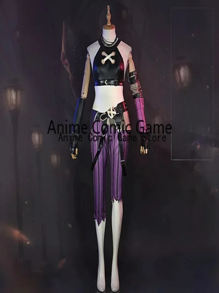 Anime Jinx Arcane Cosplay Kostuum Crit Jinx Cosplay Loose Cannon Cosplay Outfit Pruik Sexy Vrouwen Carnaval Kostuum - afbeelding 2