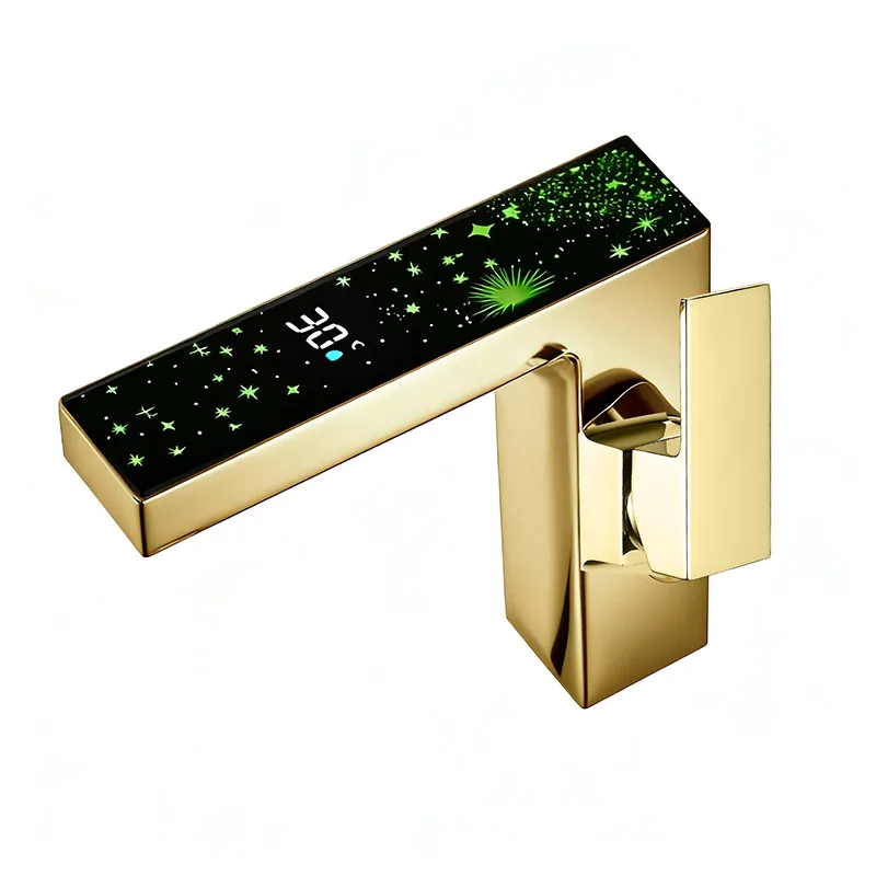 

Modern Single-Hole LED Hotel Basin Faucet Non-Contact Touchless Hot Cold Water Design with Digital Display Ceramic Valve Core