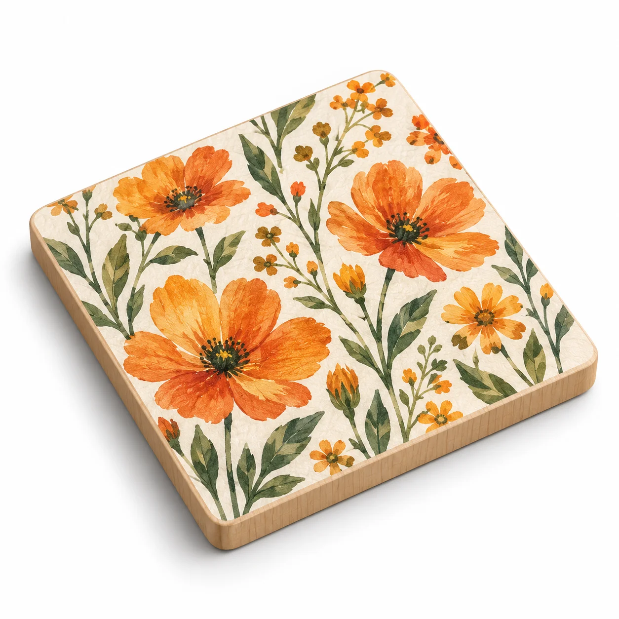 Custom 10cm Square Wooden Coaster Personalized Coffee Tea Mat Heat Resistant Durable Table Protector for Cafe Home Kitchen Decor