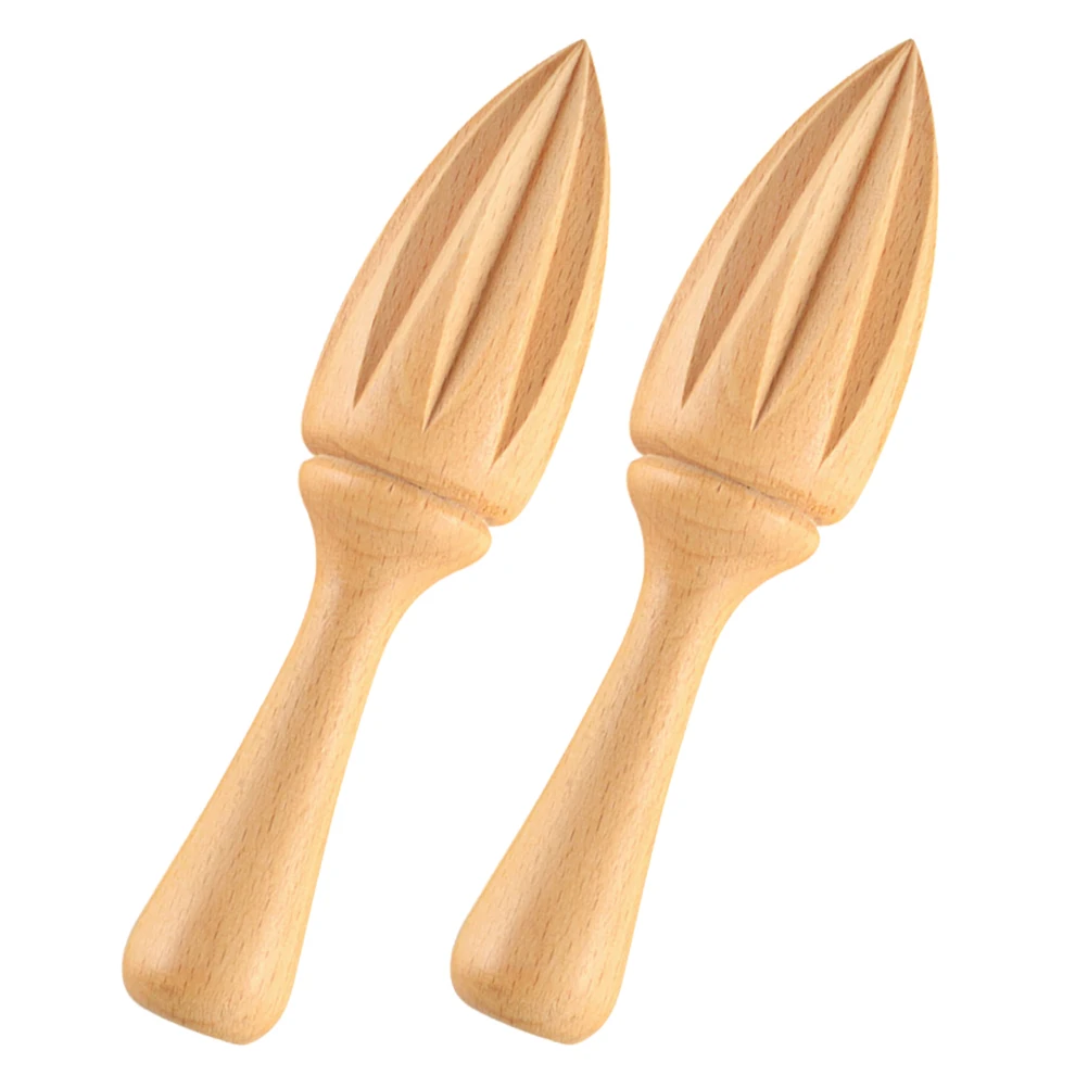 

2pcs Beech Wood Lemon Juicer Manual Citrus Reamer Fruit Squeezer Deep Comfort Grip Kitchen Tool Home Use Juice Extractor
