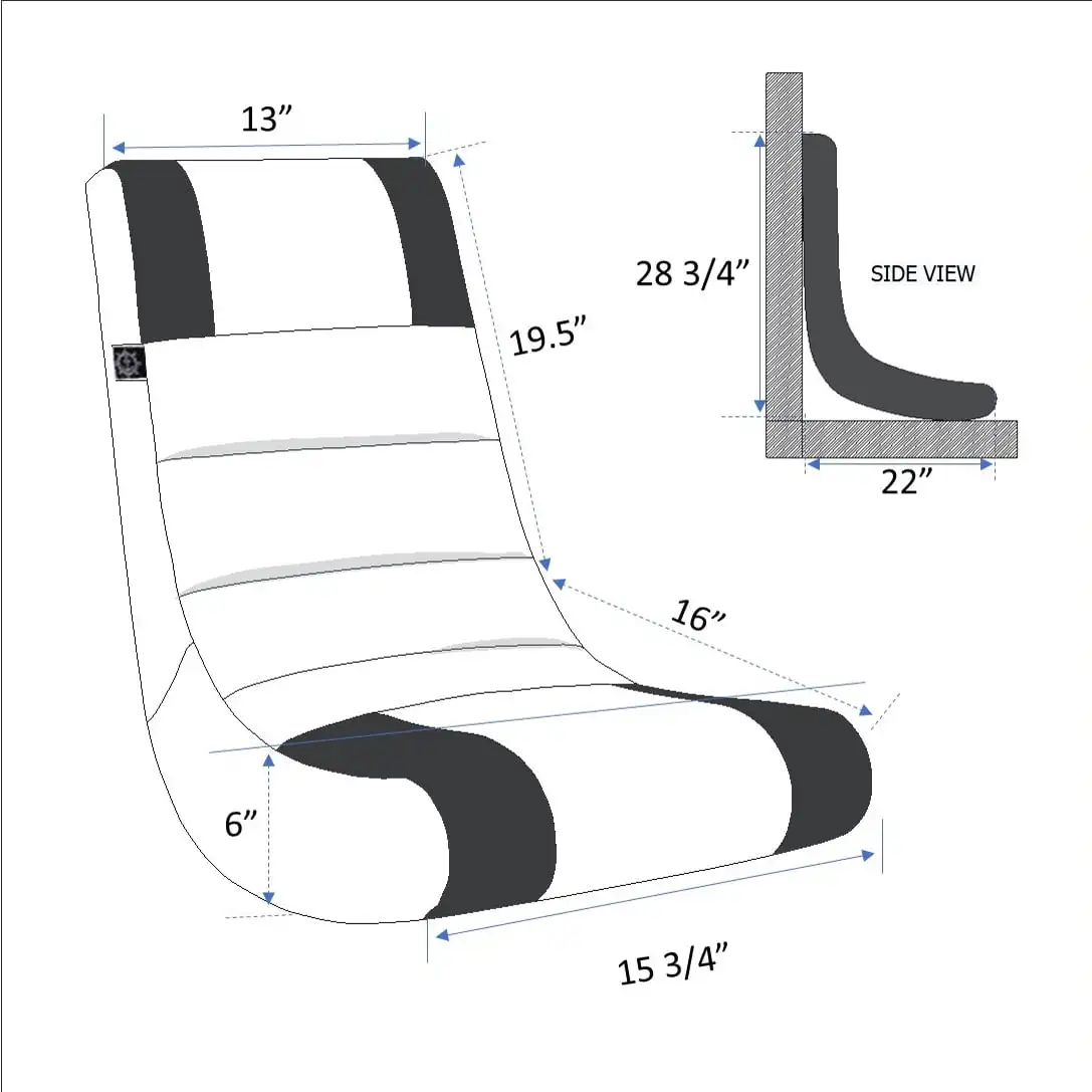 Cadeira para jogos Riptide Kids Video Rocker Floor, PU preto/branco