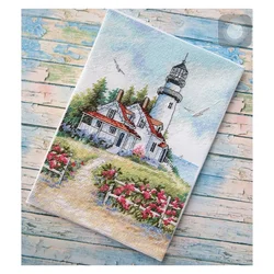 Amishop Najwyższej jakości piękny zestaw do haftu krzyżykowego Scenic Lighthouse Piękne wymiary domu 65057